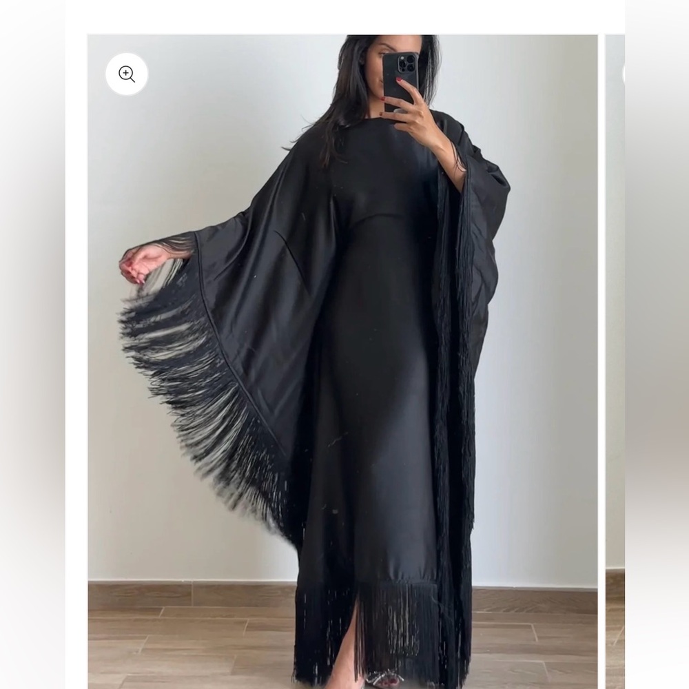 Elegant Black Fringe Dress/Abaya